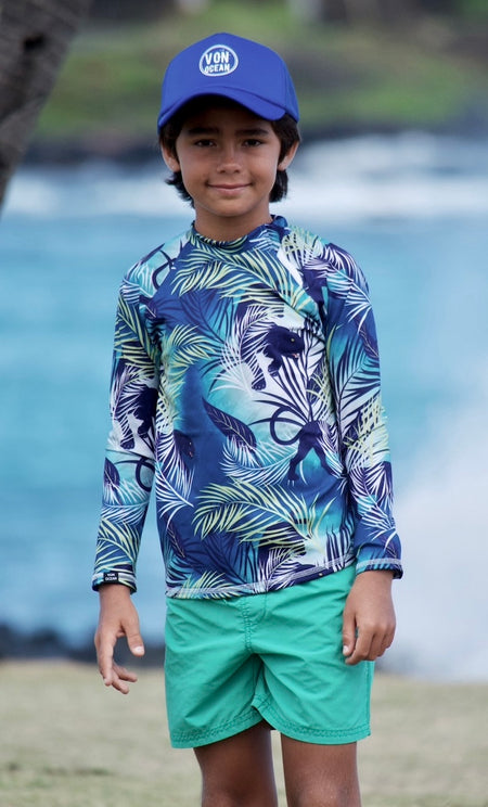 Boy's Blue Hawaii Board Short