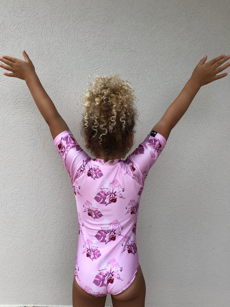 Pink Havana Short Sleeve Swimsuit