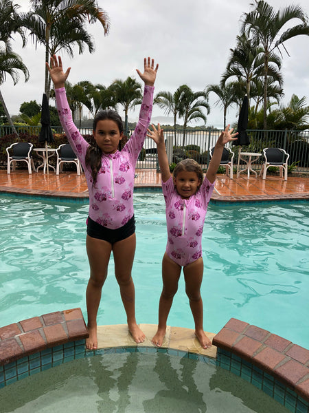 Pink Havana Short Sleeve Swimsuit