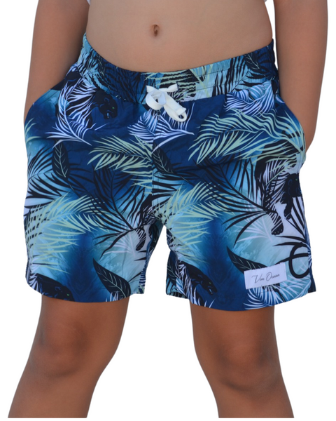 kids boardies, boys board shorts, recycled boardies for boys, tropical boardies,