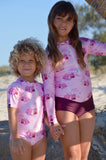 matching swimwear, original printed swimwear, pink swimwear, girls swimsuits